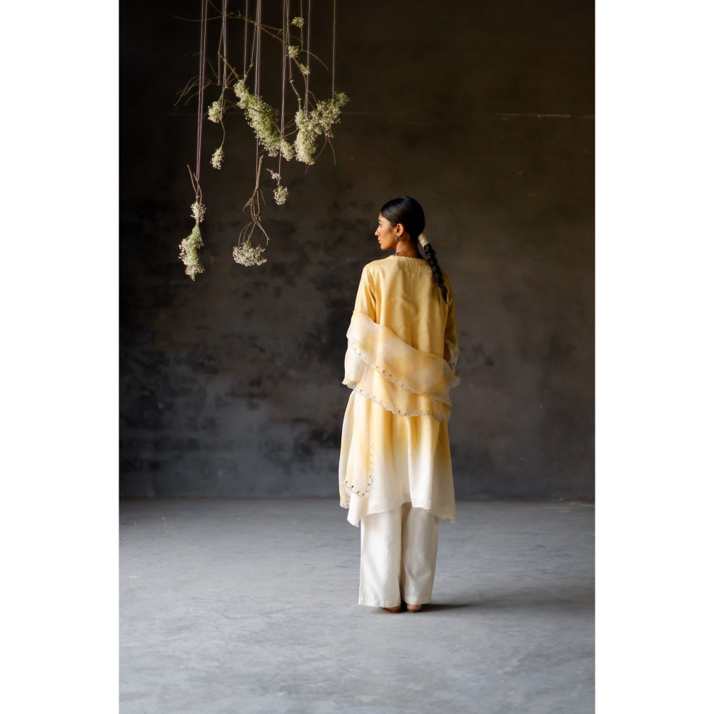 SHIKHA MEHTA Yellow Advika Kurta with Palazzo and Dupatta (Set of 3)