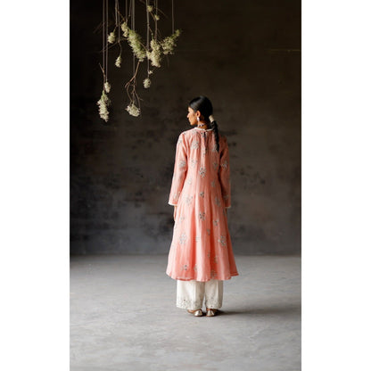 SHIKHA MEHTA Gulabi Siyah Anarkali Kurta with Pant and Dupatta (Set of 3)