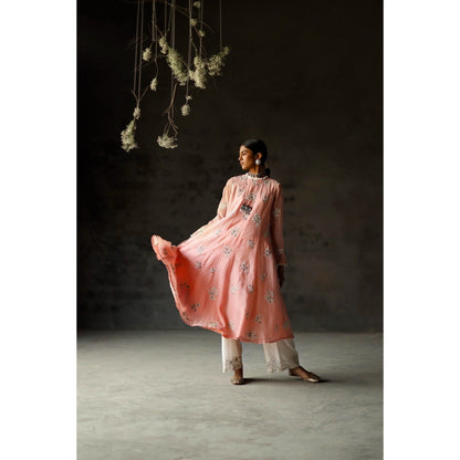 SHIKHA MEHTA Gulabi Siyah Anarkali Kurta with Pant and Dupatta (Set of 3)