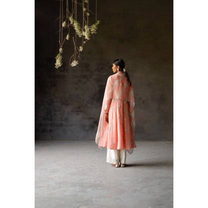 SHIKHA MEHTA Gulabi Siyah Anarkali Kurta with Pant and Dupatta (Set of 3)