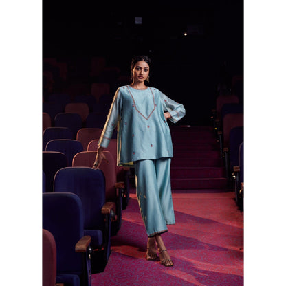 SHIKHA MEHTA Aqua Blue Aafri Co-Ord (Set of 2)