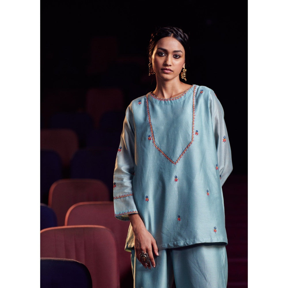 SHIKHA MEHTA Aqua Blue Aafri Co-Ord (Set of 2)