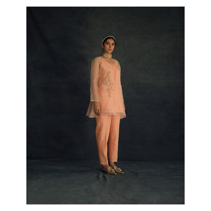 SHIKHA MEHTA Apricot Zahi Cape and Pant with Slip (Set of 3)