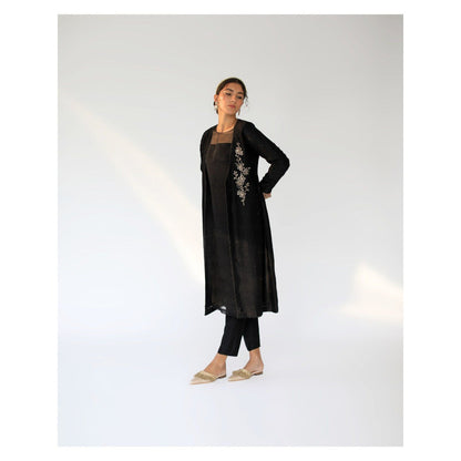 SHIKHA MEHTA Black Alvin Kurta with Pant and Jacket (Set of 3)