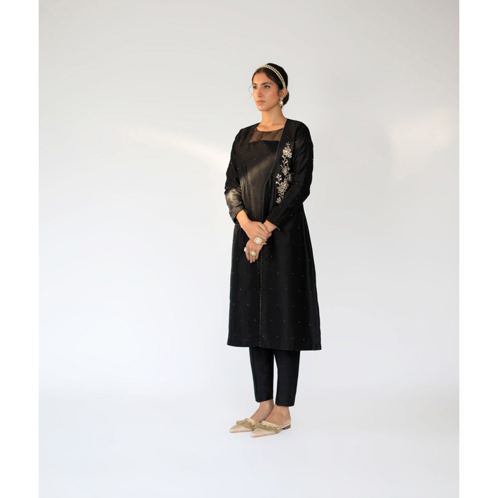 SHIKHA MEHTA Black Alvin Kurta with Pant and Jacket (Set of 3)