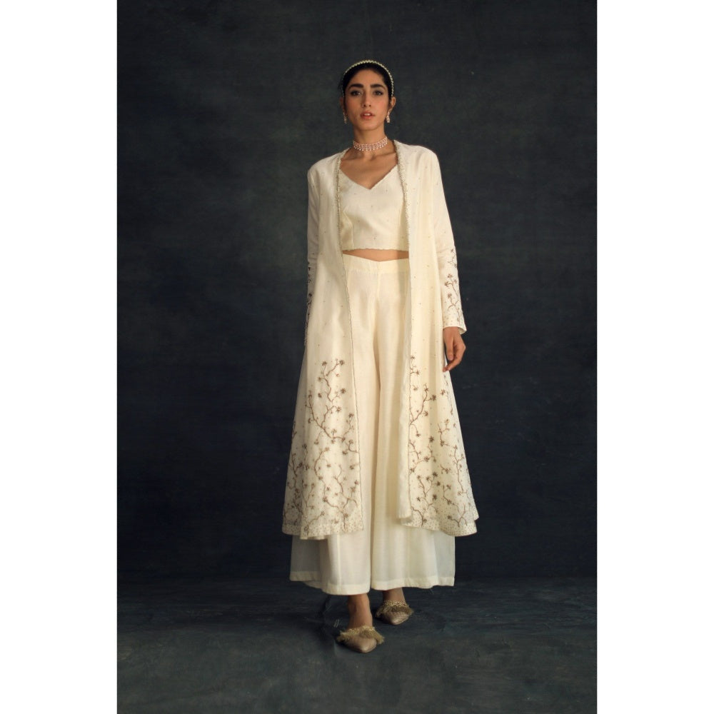 SHIKHA MEHTA Off White Taachi Blouse with Palazzo and Jacket (Set of 3)