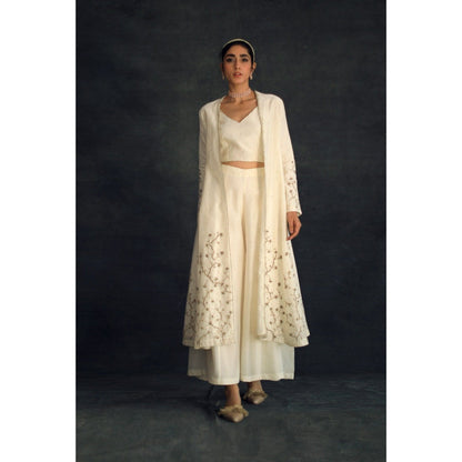 SHIKHA MEHTA Off White Taachi Blouse with Palazzo and Jacket (Set of 3)