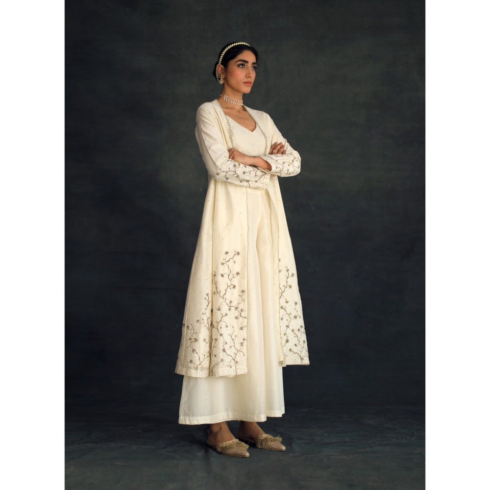 SHIKHA MEHTA Off White Taachi Blouse with Palazzo and Jacket (Set of 3)