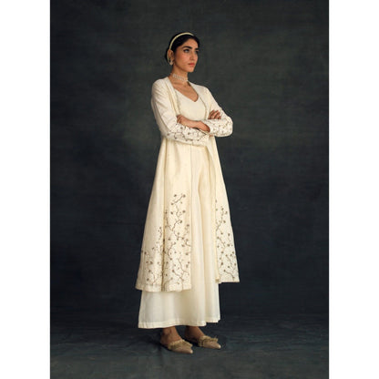 SHIKHA MEHTA Off White Taachi Blouse with Palazzo and Jacket (Set of 3)