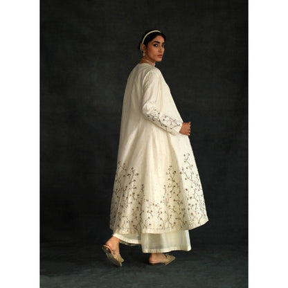 SHIKHA MEHTA Off White Taachi Blouse with Palazzo and Jacket (Set of 3)