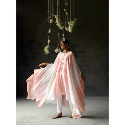 SHIKHA MEHTA Coral Noura Kaftan and Pant with Slip (Set of 3)