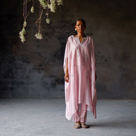 SHIKHA MEHTA Lavender Anisa Kaftan and Pant with Slip (Set of 3)