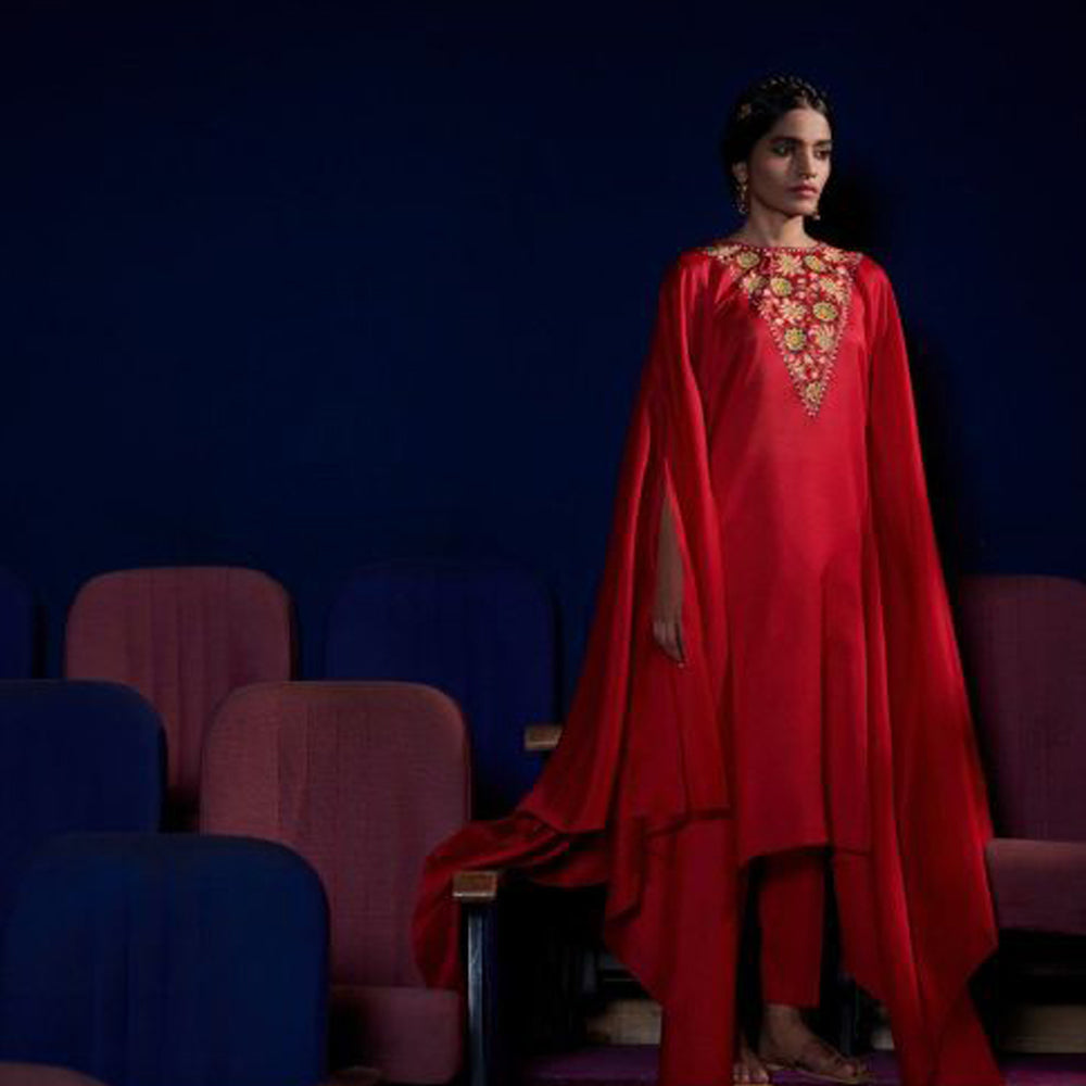 SHIKHA MEHTA Berry Olivia Kaftan and Pant (Set of 2)