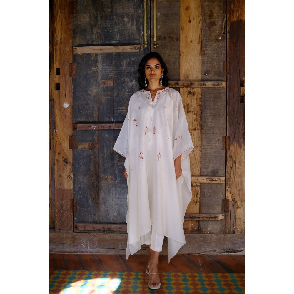 SHIKHA MEHTA Kora Layla Kaftan and Pant with Slip (Set of 3)