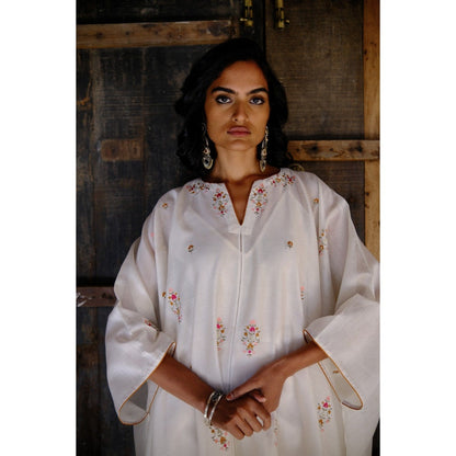 SHIKHA MEHTA Kora Layla Kaftan and Pant with Slip (Set of 3)