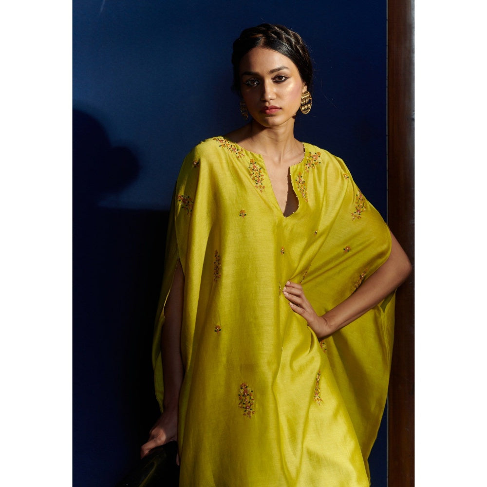 SHIKHA MEHTA Lime Asmee Kaftan and Pant (Set of 2)