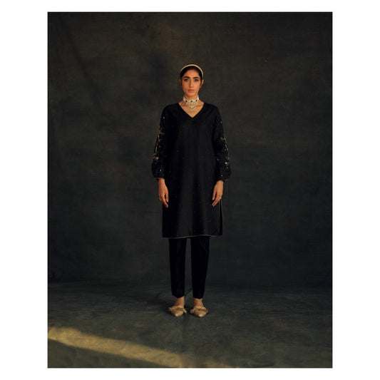 SHIKHA MEHTA Black Meha Kurta with Pant (Set of 2)
