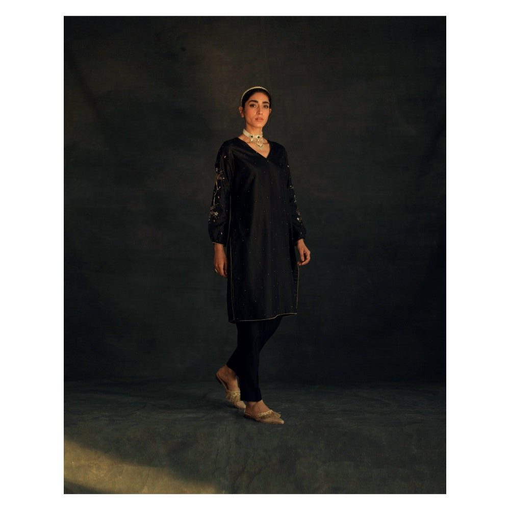 SHIKHA MEHTA Black Meha Kurta with Pant (Set of 2)