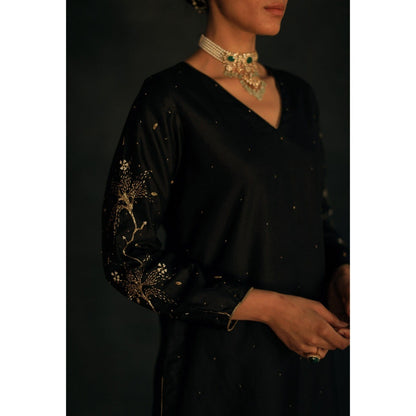 SHIKHA MEHTA Black Meha Kurta with Pant (Set of 2)