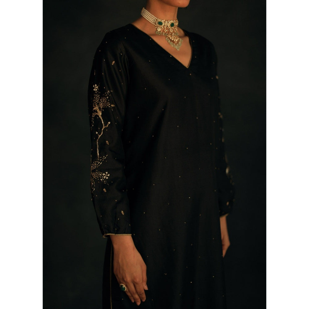 SHIKHA MEHTA Black Meha Kurta with Pant (Set of 2)