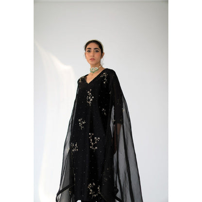 SHIKHA MEHTA Black Alma Kurta with Pant and Dupatta (Set of 3)