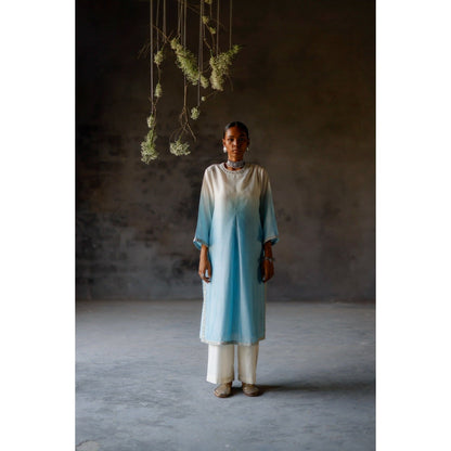 SHIKHA MEHTA Asmani Angahi Kurta with Pant and Slip (Set of 3)