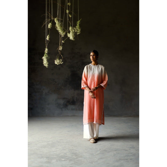 SHIKHA MEHTA Coral Angahi Kurta with Pant and Slip (Set of 3)