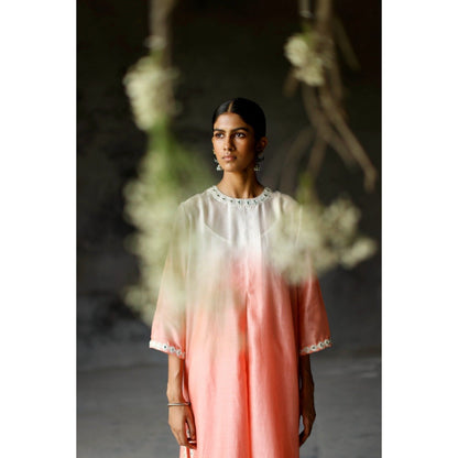 SHIKHA MEHTA Coral Angahi Kurta with Pant and Slip (Set of 3)