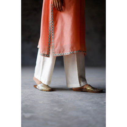 SHIKHA MEHTA Coral Angahi Kurta with Pant and Slip (Set of 3)