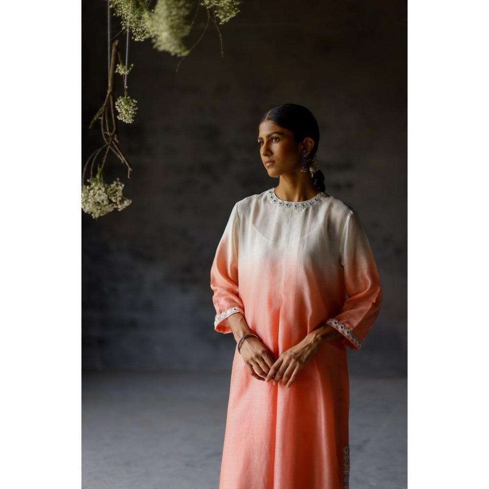 SHIKHA MEHTA Coral Angahi Kurta with Pant and Slip (Set of 3)