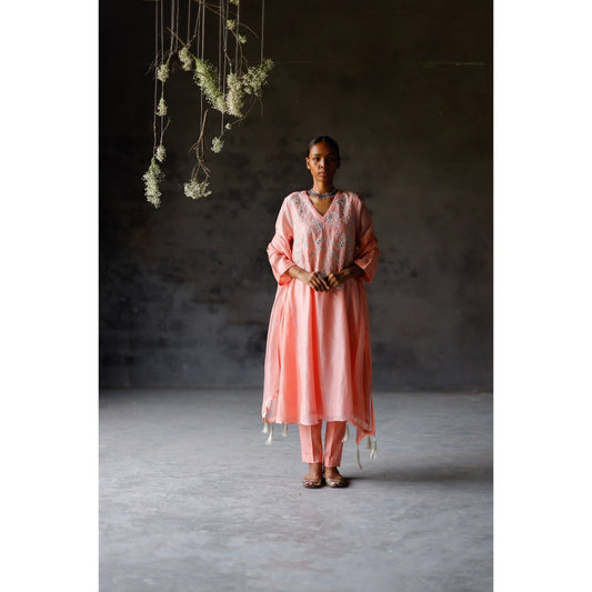 SHIKHA MEHTA Gulabi Zariha Kurta with Pant and Dupatta (Set of 3)