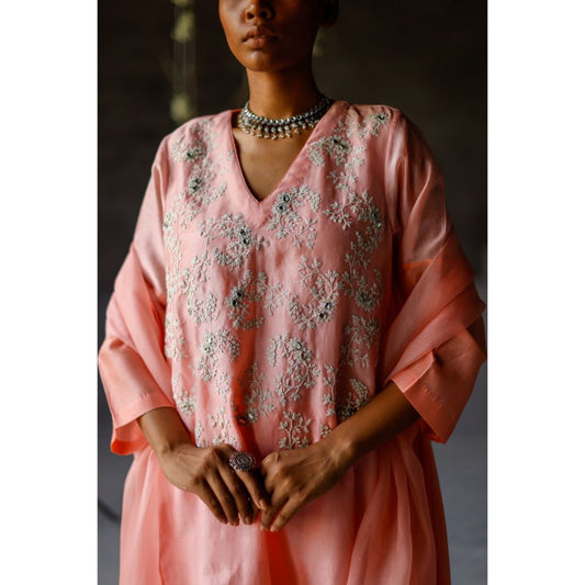 SHIKHA MEHTA Gulabi Zariha Kurta with Pant and Dupatta (Set of 3)