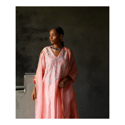 SHIKHA MEHTA Gulabi Zariha Kurta with Pant and Dupatta (Set of 3)