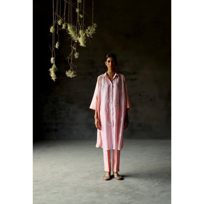 SHIKHA MEHTA Jamuni Pink Yami Kurta with Pant and Slip (Set of 3)