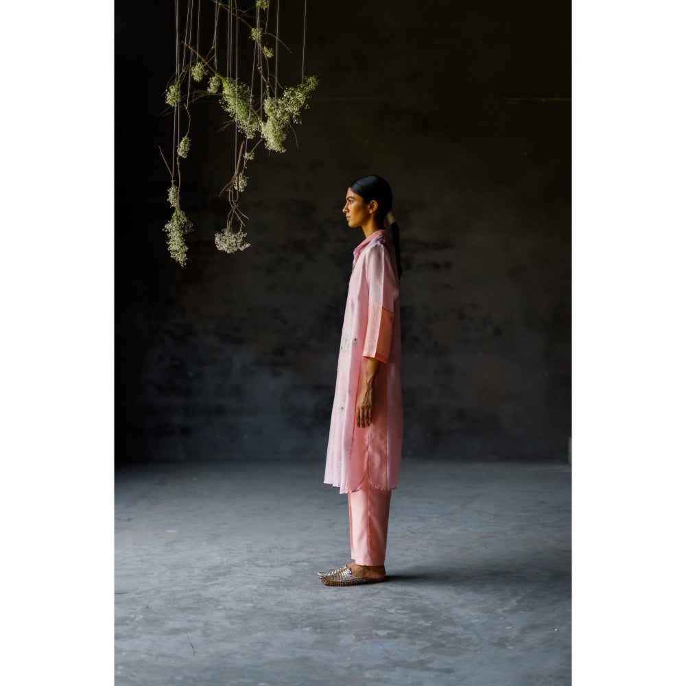 SHIKHA MEHTA Jamuni Pink Yami Kurta with Pant and Slip (Set of 3)