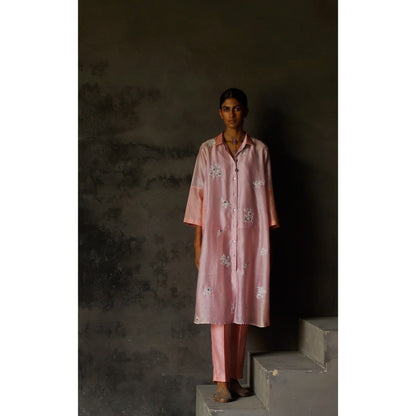 SHIKHA MEHTA Jamuni Pink Yami Kurta with Pant and Slip (Set of 3)