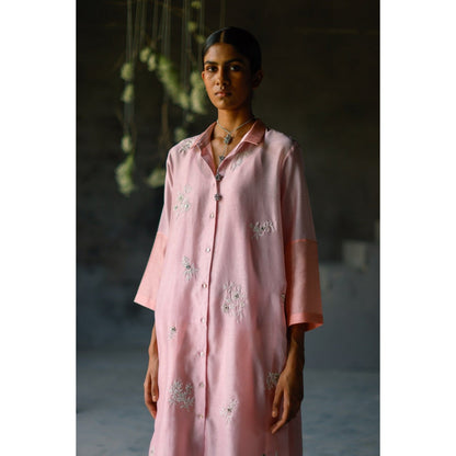 SHIKHA MEHTA Jamuni Pink Yami Kurta with Pant and Slip (Set of 3)