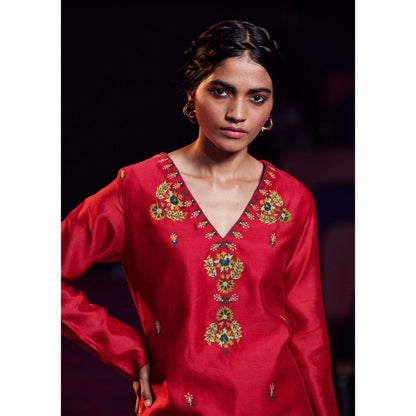 SHIKHA MEHTA Berry Neema Kurta with Pant (Set of 2)