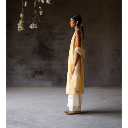 SHIKHA MEHTA Yellow Mauli Kurta with Pant and Dupatta (Set of 3)