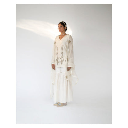 SHIKHA MEHTA Off White Amaira Kurta with Sharara and Dupatta (Set of 3)
