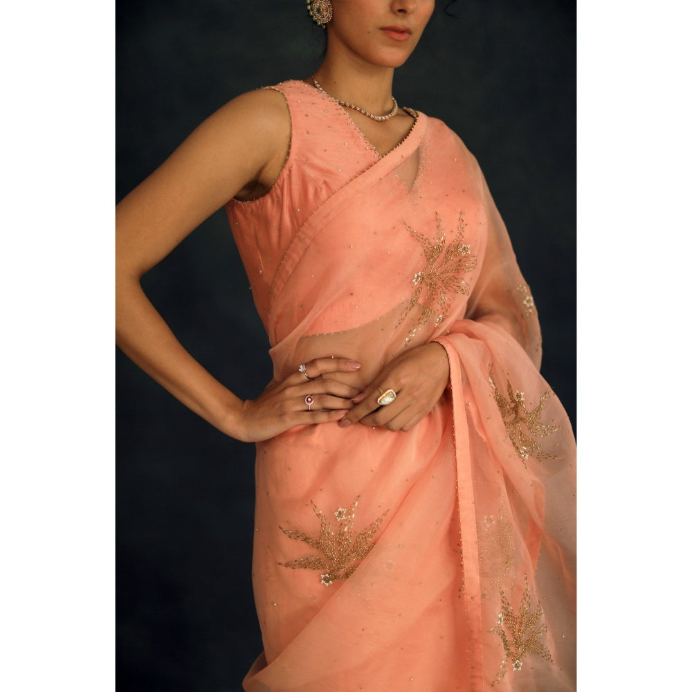 SHIKHA MEHTA Salmon Savi Stitched Blouse