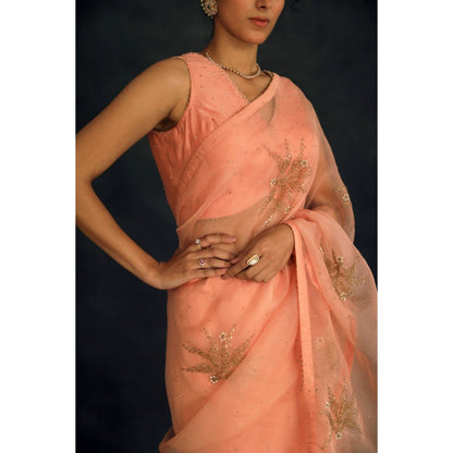 SHIKHA MEHTA Salmon Savi Stitched Blouse