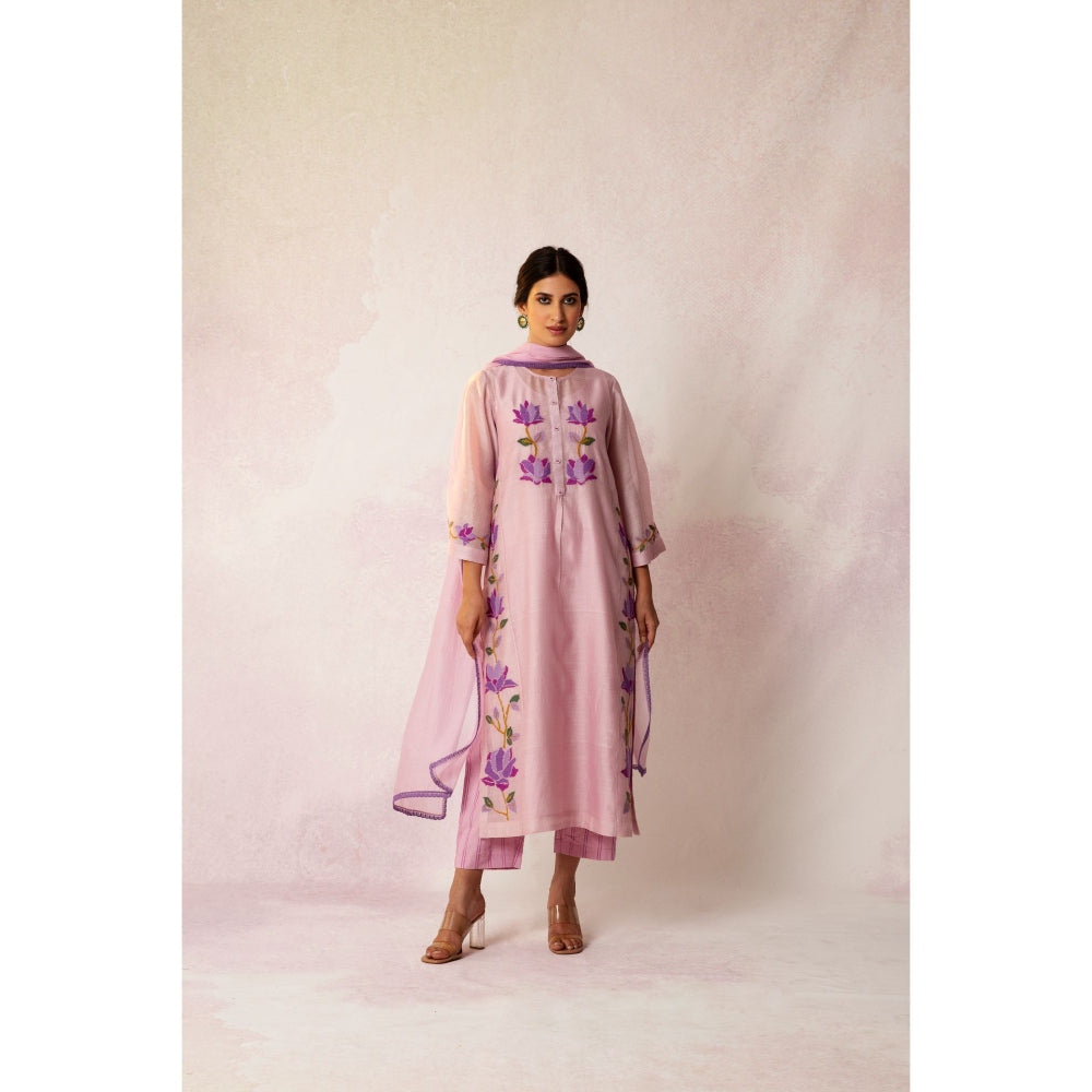 Shivani Bhargava Bahaar Lavender Floral Kali Kurta (Set of 3)