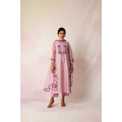 Shivani Bhargava Bahaar Lavender Floral Kali Kurta (Set of 3)