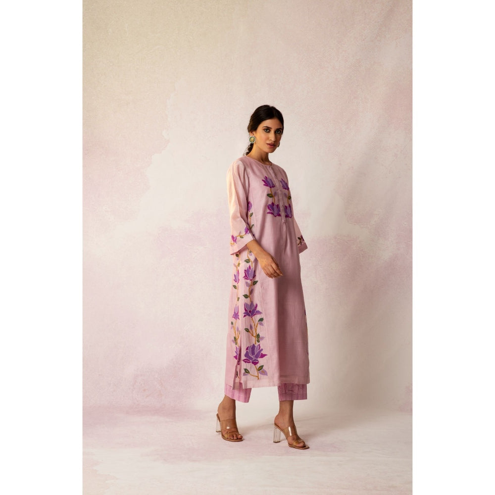Shivani Bhargava Bahaar Lavender Floral Kali Kurta (Set of 3)