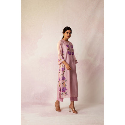 Shivani Bhargava Bahaar Lavender Floral Kali Kurta (Set of 3)