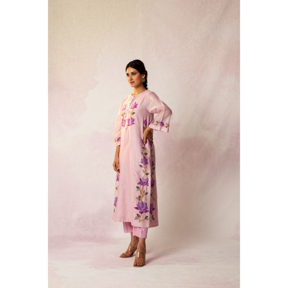 Shivani Bhargava Bahaar Lavender Floral Kali Kurta (Set of 3)