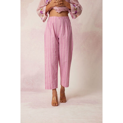 Shivani Bhargava Bahaar Lavender Floral Kali Kurta (Set of 3)