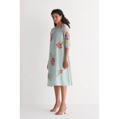Shivani Bhargava Powder Blue Floral Bunch Dress