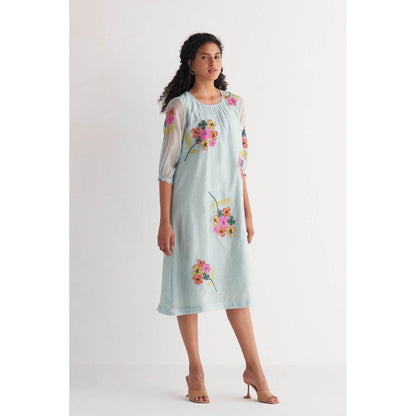 Shivani Bhargava Powder Blue Floral Bunch Dress
